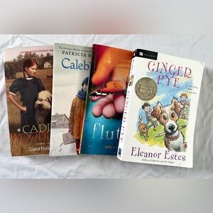 Lot of 4 Children’s Chapter Books; Newbery Winners - Caddie Woodlawn, Ginger Pye
